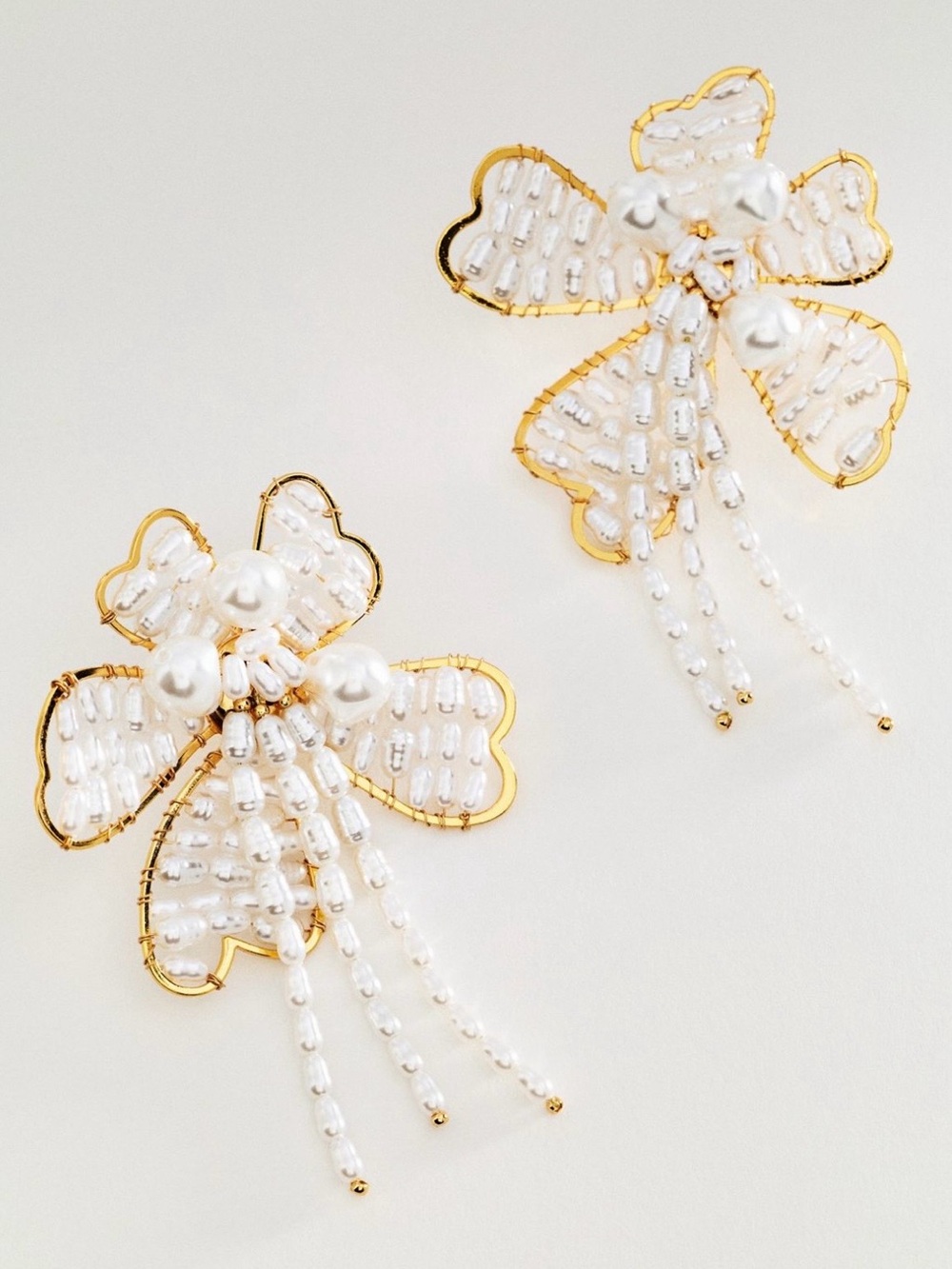 Anthropologie Flower Earrings of Pearls and Gold-Plated Brass. Brand new!